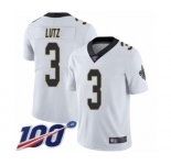 Men's New Orleans Saints #3 Wil Lutz White Vapor Untouchable Limited Player 100th Season Football Jersey