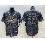 Men's New Orleans Saints #32 Tyrann Mathieu Grey Camo With Patch Cool Base Stitched Baseball Jersey