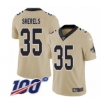 Men's New Orleans Saints #35 Marcus Sherels Limited Gold Inverted Legend 100th Season Football Jersey