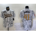 Men's New Orleans Saints #41 Alvin Kamara Arctic Camo 2024 Salute to Service Stitched Baseball Jersey
