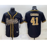 Men's New Orleans Saints #41 Alvin Kamara Black Stitched MLB Cool Base Nike Baseball Jersey