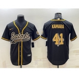 Men's New Orleans Saints #41 Alvin Kamara Black Team Big Logo With Patch Cool Base Stitched Baseball Jersey