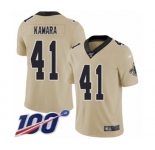 Men's New Orleans Saints #41 Alvin Kamara Limited Gold Inverted Legend 100th Season Football Jersey