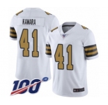 Men's New Orleans Saints #41 Alvin Kamara Limited White Rush Vapor Untouchable 100th Season Football Jersey