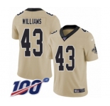 Men's New Orleans Saints #43 Marcus Williams Limited Gold Inverted Legend 100th Season Football Jersey