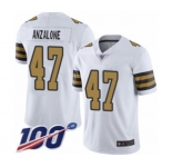 Men's New Orleans Saints #47 Alex Anzalone Limited White Rush Vapor Untouchable 100th Season Football Jersey