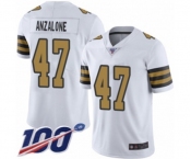Men's New Orleans Saints #47 Alex Anzalone Limited White Rush Vapor Untouchable 100th Season Football Jersey