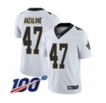 Men's New Orleans Saints #47 Alex Anzalone White Vapor Untouchable Limited Player 100th Season Football Jersey