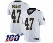 Men's New Orleans Saints #47 Alex Anzalone White Vapor Untouchable Limited Player 100th Season Football Jersey