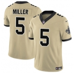 Men's New Orleans Saints #5 Kendre Miller Gold 2025 F.U.S.E. Alternate Vapor Limited Football Stitched Jersey