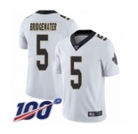 Men's New Orleans Saints #5 Teddy Bridgewater White Vapor Untouchable Limited Player 100th Season Football Jersey