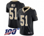 Men's New Orleans Saints #51 Sam Mills Black Team Color Vapor Untouchable Limited Player 100th Season Football Jersey