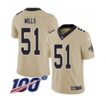 Men's New Orleans Saints #51 Sam Mills Limited Gold Inverted Legend 100th Season Football Jersey