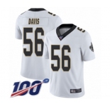 Men's New Orleans Saints #56 DeMario Davis White Vapor Untouchable Limited Player 100th Season Football Jersey