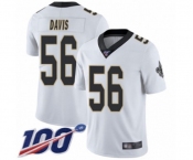 Men's New Orleans Saints #56 DeMario Davis White Vapor Untouchable Limited Player 100th Season Football Jersey