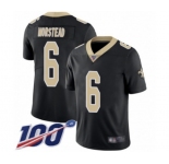 Men's New Orleans Saints #6 Thomas Morstead Black Team Color Vapor Untouchable Limited Player 100th Season Football Jersey