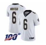 Men's New Orleans Saints #6 Thomas Morstead White Vapor Untouchable Limited Player 100th Season Football Jersey