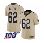 Men's New Orleans Saints #62 Nick Easton Limited Gold Inverted Legend 100th Season Football Jersey