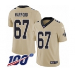 Men's New Orleans Saints #67 Larry Warford Limited Gold Inverted Legend 100th Season Football Jersey