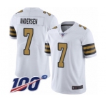 Men's New Orleans Saints #7 Morten Andersen Limited White Rush Vapor Untouchable 100th Season Football Jersey