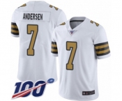 Men's New Orleans Saints #7 Morten Andersen Limited White Rush Vapor Untouchable 100th Season Football Jersey