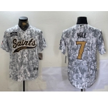 Men's New Orleans Saints #7 Taysom Hill Arctic Camo 2024 Salute to Service Stitched Baseball Jersey