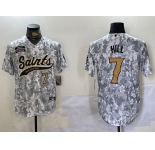 Men's New Orleans Saints #7 Taysom Hill Arctic Camo 2024 Salute to Service Stitched Baseball Jerseys