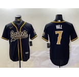 Men's New Orleans Saints #7 Taysom Hill Black With Patch Cool Base Stitched Baseball Jersey