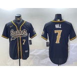Men's New Orleans Saints #7 Taysom Hill Black With Patch Cool Base Stitched Baseball Jerseys