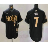 Men's New Orleans Saints #7 Taysom Hill Number Black Nola Baseball Jersey