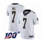 Men's New Orleans Saints #7 Taysom Hill White Vapor Untouchable Limited Player 100th Season Football Jersey