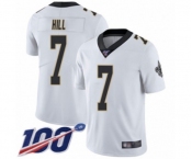 Men's New Orleans Saints #7 Taysom Hill White Vapor Untouchable Limited Player 100th Season Football Jersey