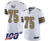 Men's New Orleans Saints #75 Andrus Peat Limited White Rush Vapor Untouchable 100th Season Football Jersey