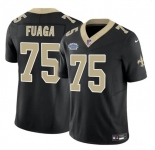 Men's New Orleans Saints #75 Taliese Fuaga Black 2024 With Dradt Patch F.U.S.E Vapor Limited Stitched Football Jersey