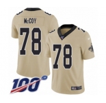 Men's New Orleans Saints #78 Erik McCoy Limited Gold Inverted Legend 100th Season Football Jersey