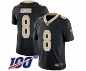Men's New Orleans Saints #8 Archie Manning Black Team Color Vapor Untouchable Limited Player 100th Season Football Jersey