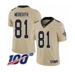 Men's New Orleans Saints #81 Cameron Meredith Limited Gold Inverted Legend 100th Season Football Jersey