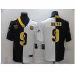 Men's New Orleans Saints #9 Drew Brees Black White C Limited Split Fashion Football Jersey