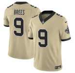 Men's New Orleans Saints #9 Drew Brees Gold 2025 F.U.S.E. Alternate Vapor Limited Football Stitched Jersey