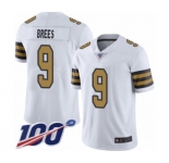 Men's New Orleans Saints #9 Drew Brees Limited White Rush Vapor Untouchable 100th Season Football Jersey