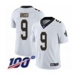 Men's New Orleans Saints #9 Drew Brees White Vapor Untouchable Limited Player 100th Season Football Jersey