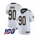Men's New Orleans Saints #90 Malcom Brown White Vapor Untouchable Limited Player 100th Season Football Jersey