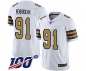 Men's New Orleans Saints #91 Trey Hendrickson Limited White Rush Vapor Untouchable 100th Season Football Jersey