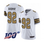 Men's New Orleans Saints #92 Marcus Davenport Limited White Rush Vapor Untouchable 100th Season Football Jersey