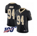 Men's New Orleans Saints #94 Cameron Jordan Black Team Color Vapor Untouchable Limited Player 100th Season Football Jersey