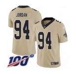 Men's New Orleans Saints #94 Cameron Jordan Limited Gold Inverted Legend 100th Season Football Jersey