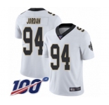 Men's New Orleans Saints #94 Cameron Jordan White Vapor Untouchable Limited Player 100th Season Football Jersey