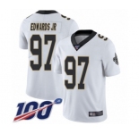 Men's New Orleans Saints #97 Mario Edwards Jr White Vapor Untouchable Limited Player 100th Season Football Jersey