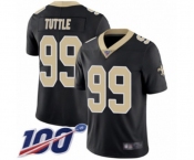 Men's New Orleans Saints #99 Shy Tuttle Black Team Color Vapor Untouchable Limited Player 100th Season Football Jersey