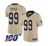 Men's New Orleans Saints #99 Shy Tuttle Limited Gold Inverted Legend 100th Season Football Jersey